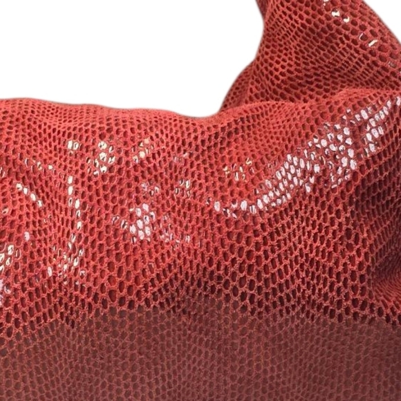 Sorial Red Sammie Large Leather Snakeskin Embossed Sparkly Hobo Bag - Picture 9 of 14